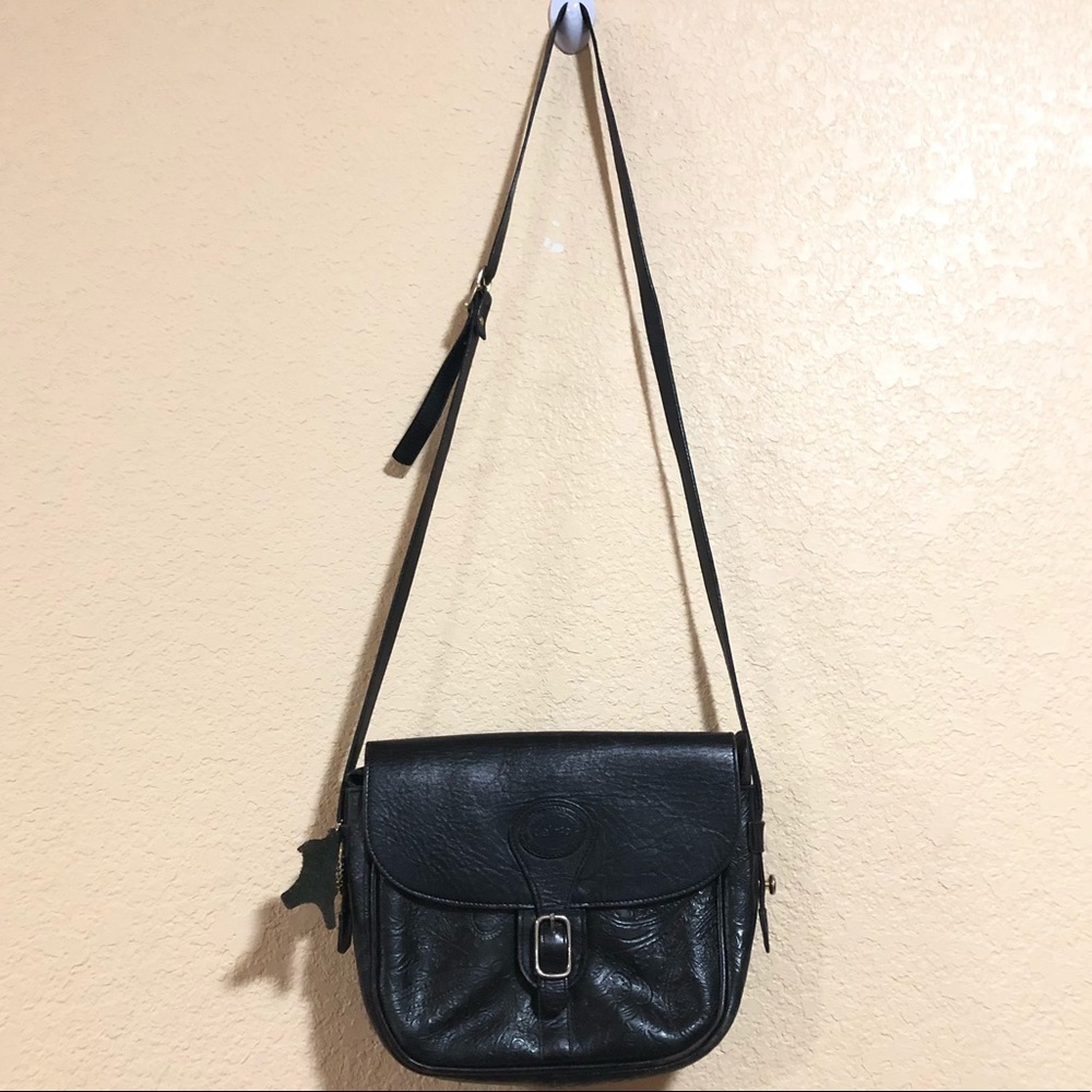 Vintage Del Rio Black Tooled Leather Crossbody